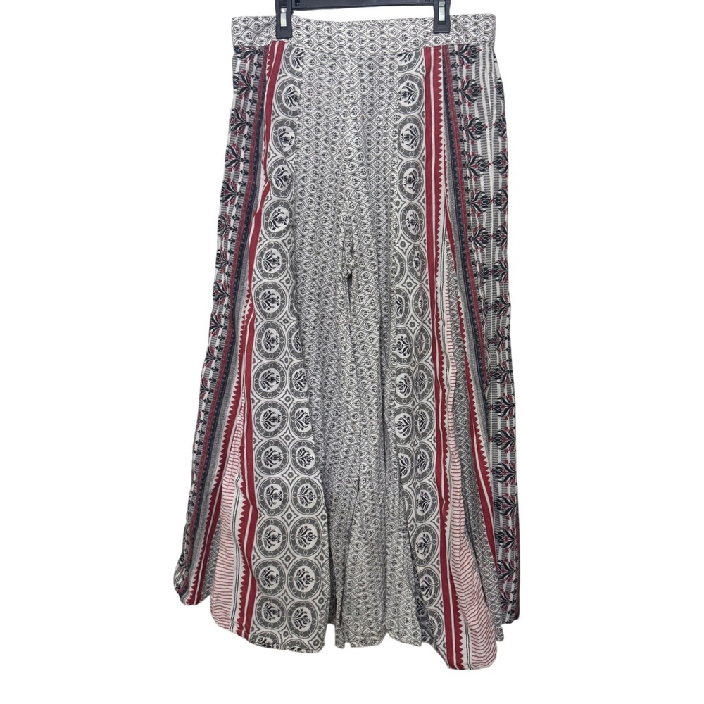W for Woman Grey‎ Red visco Wide Leg Palazzo Pants Size 10 India